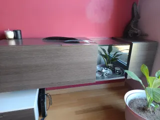 Muebles de salón madera y cristal