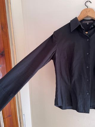 Camisa Zara Basic Negra Manga Larga XL