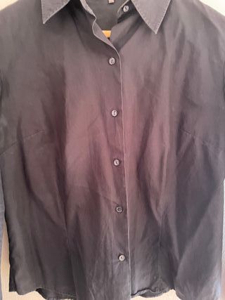 Camisa Zara Basic Negra Manga Larga XL