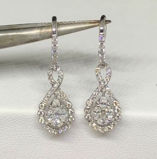 Pendientes Oro Blanco 18K Diamantes Naturales