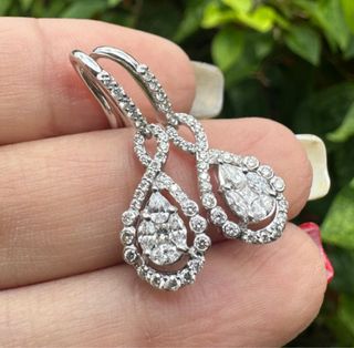 Pendientes Oro Blanco 18K Diamantes Naturales