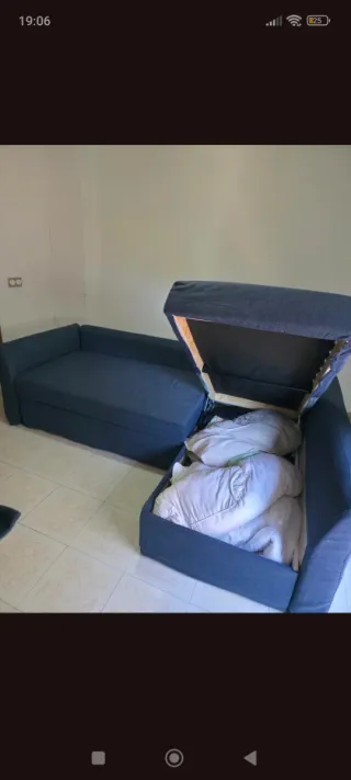 Sofá cama cheslongue azul