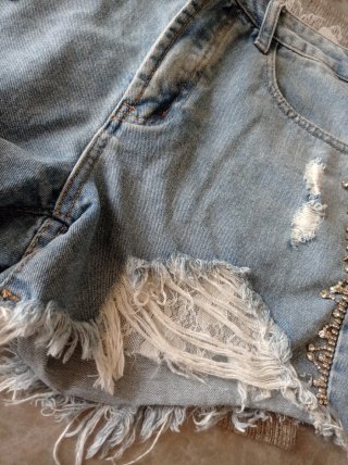 Shorts di jeans con strass tg 12 anni