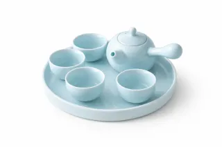 Juego de té porcelana con bandeja