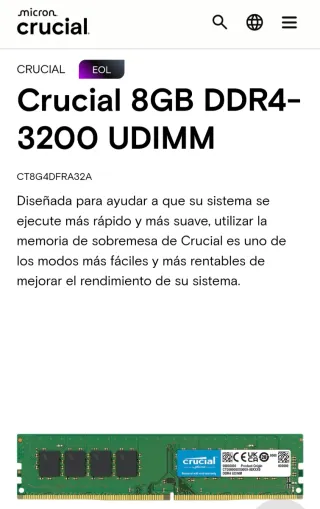 2x Memoria RAM Crucial 8GB DDR4
