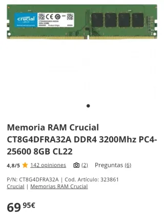 2x Memoria RAM Crucial 8GB DDR4