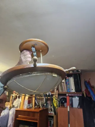 Lámpara timón madera y cristal