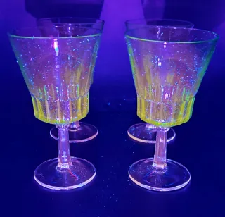Copas Vintage Cristal Uranio Verde Fluorescentes