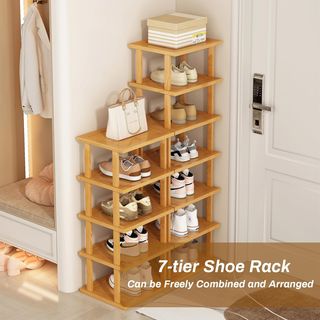 Zapatero 7 Niveles Bambú 25x33x115 cm