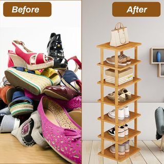 Zapatero 7 Niveles Bambú 25x33x115 cm