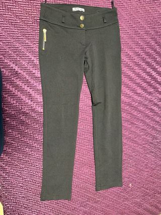 Conjunto 2 leggings negros detalles dorados T.42 X