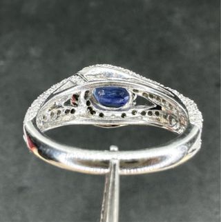 Anillo Oro Blanco 18K con Zafiro y Diamantes