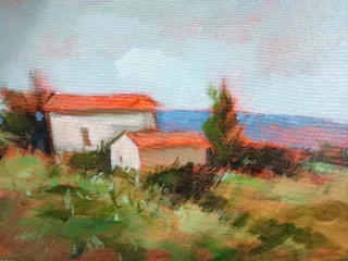 Dipinto a mano ad olio su tela intelaiato firmato