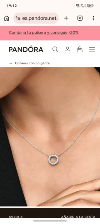 Collar Círculo Pavé Pandora Plata