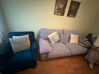 Sofá 3 plazas azul/morado