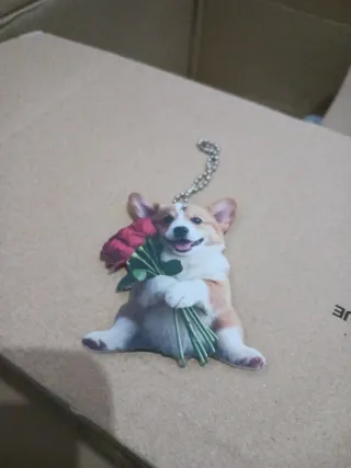 Llavero Corgi con Flores