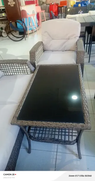 Conjunto Sofá y Mesa Exterior Mimbre