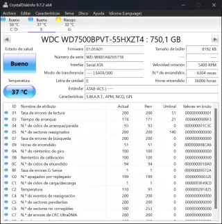 Disco Duro WD Blue 750GB externo o interno