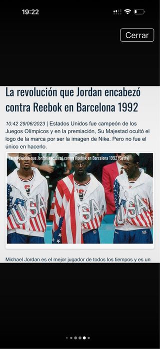 Chaqueta Reebok Dream Team 1992 USA
