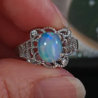 Anillo de Cuproníquel con Ópalo natural