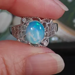 Anillo de Cuproníquel con Ópalo natural