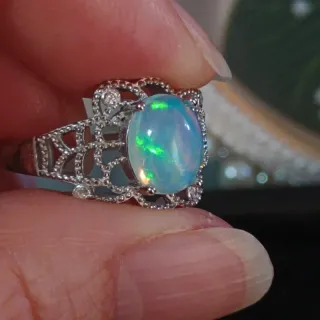 Anillo de Cuproníquel con Ópalo natural