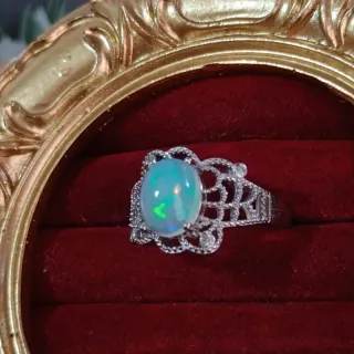 Anillo de Cuproníquel con Ópalo natural