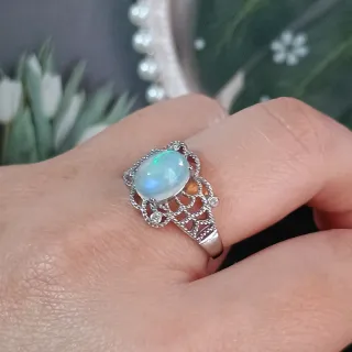 Anillo de Cuproníquel con Ópalo natural