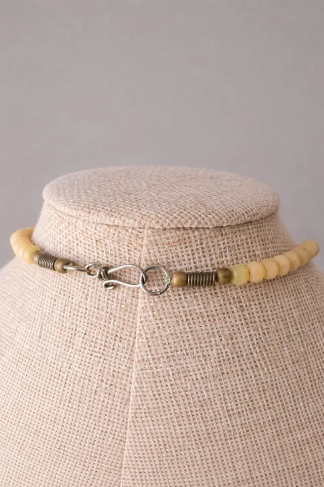 JARRÓN DE CRISTAL ÁMBAR VINTAGE + COLLAR REGALO