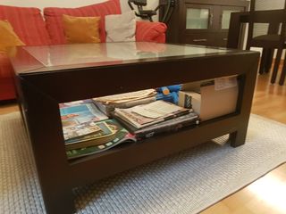 Tavolo da salotto in legno wengé e vetro