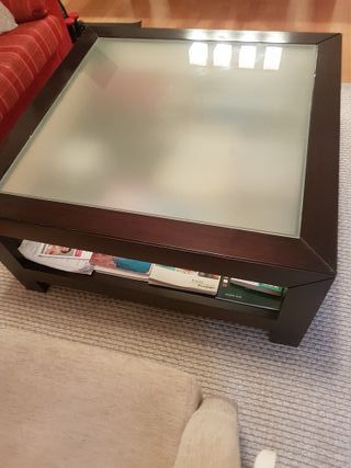 Tavolo da salotto in legno wengé e vetro