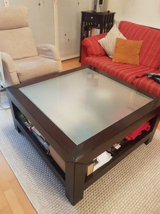 Tavolo da salotto in legno wengé e vetro