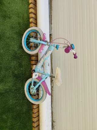 Bicicleta infantil azul y rosa