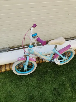 Bicicleta infantil azul y rosa