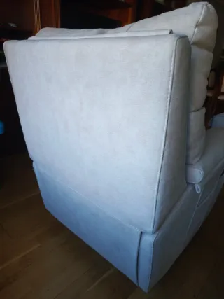 Sillón reclinable tela beige/gris