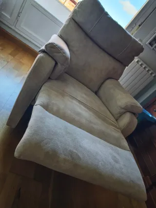 Sillón reclinable tela beige/gris