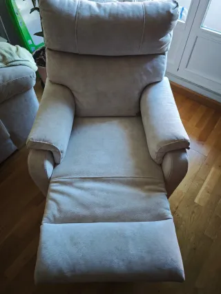 Sillón reclinable tela beige/gris