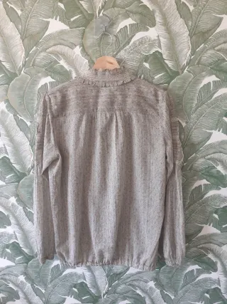 Blusa Boho Chic Flores Beige/Verde Talla 42