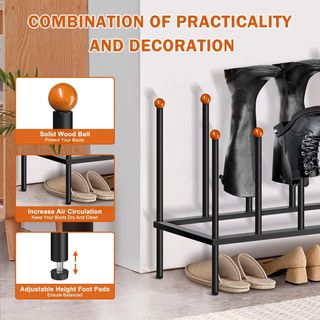 Zapatero Metálico Negro 4 Pares Botas