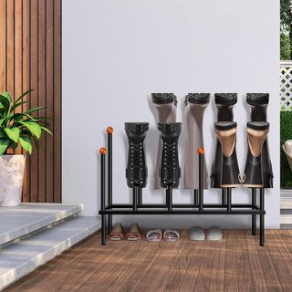 Zapatero Metálico Negro 4 Pares Botas