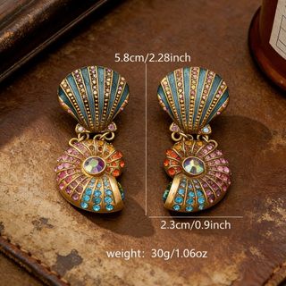 Orecchini vintage conchiglia smaltata