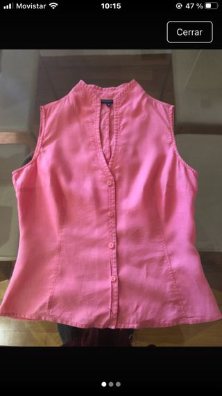 Camisa rosa sin mangas de Adolfo Domínguez