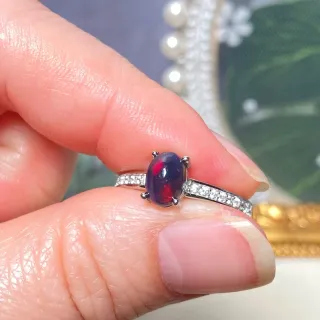 Anillo de acero inoxidable con opalo natural 2n1