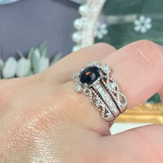 Anillo de acero inoxidable con opalo natural 2n1