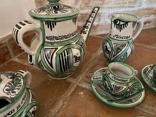 Juego de café de cerámica pintada a mano