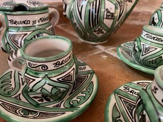 Juego de café de cerámica pintada a mano