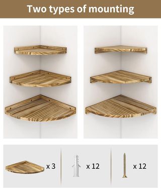 Juego 2 Estanterías Esquina 3 Niveles Madera