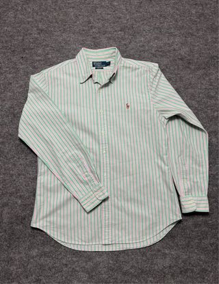 Camisa Polo Ralph Lauren Rayas Verde/Rosa Talla L