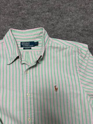 Camisa Polo Ralph Lauren Rayas Verde/Rosa Talla L
