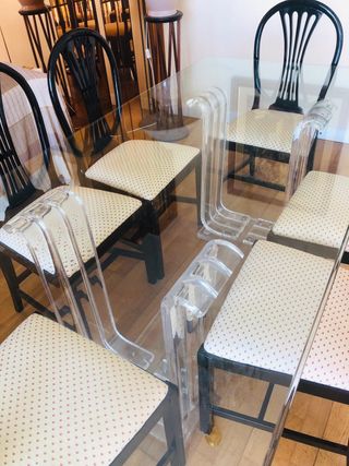 Mesa de cristal y 6 sillas vintage